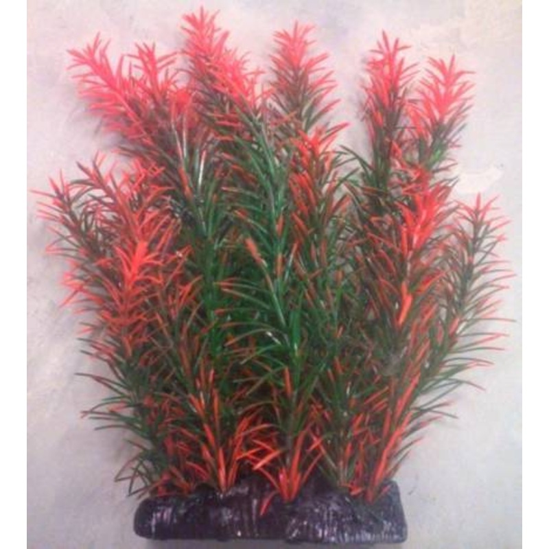 PLASTIC PLANT GREEN & ORANGE SPIKE LEAFS