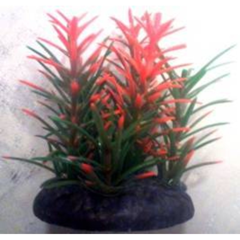 PLASTIC PLANT ORANGE & GREEN THIN LEAF