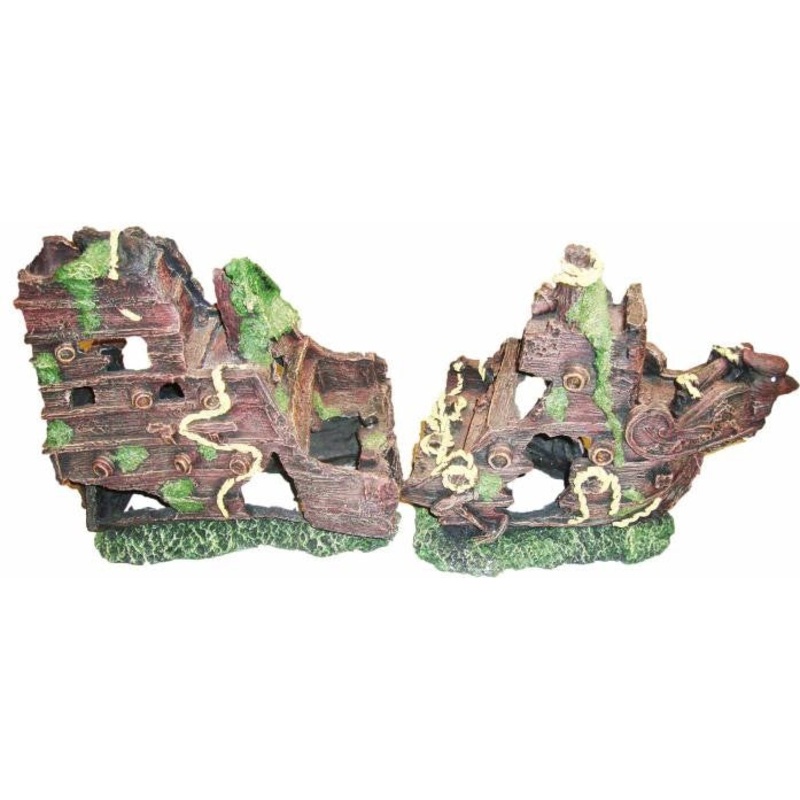 AQUARIUM DECOR SUNKEN PRIATE SHIP