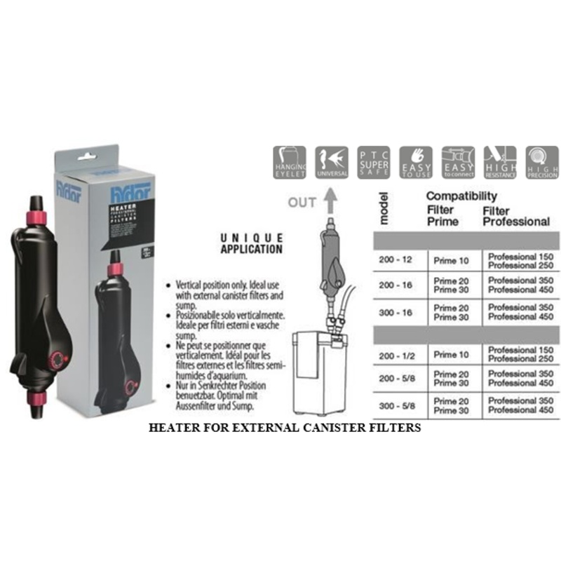 HEATER FOR EXTERNAL CANISTER FILTERS