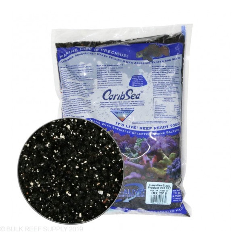 Caribsea Arag Alive Black Hawaii Sand 20lb
