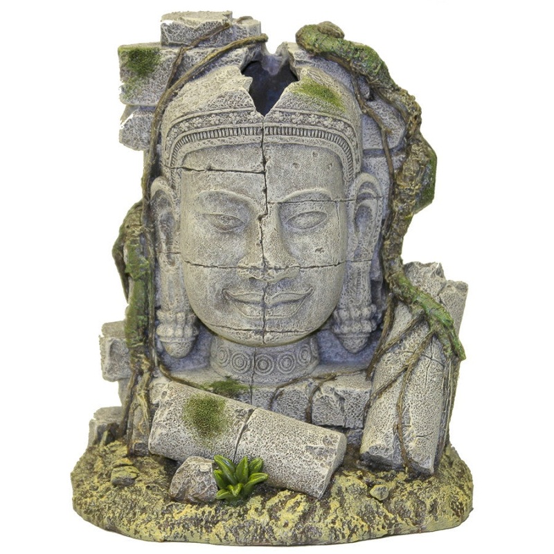 Ancient Stone Head Ruin Bubbler Aquarium Statue