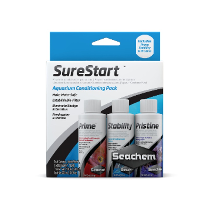 Seachem Sure Start 3 pack - Prime, Stability & Pristine - 100 mil each