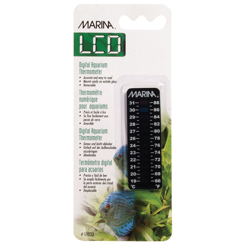 Marina LCD Aquarium Thermometer - Centigrade - Fahrenheit - 19 to 31 C (66 to 88 F)