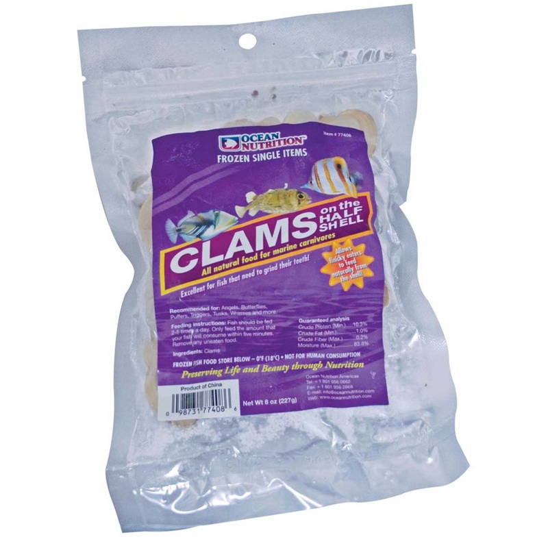 Ocean Nutrition Clams on the Half Shell Frozen Fish Food 1ea/8 oz