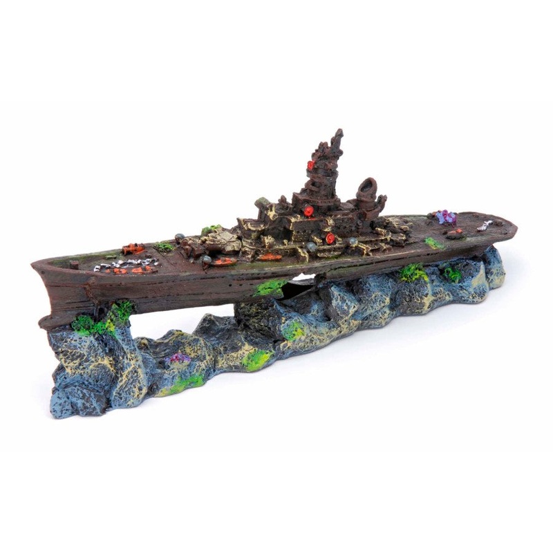 Penn-Plax Battleship Aquarium Ornament Multi-Color, 1ea/4 in, SM