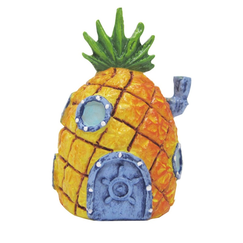 SpongeBob Pineapple Home Aquarium Ornament Orange, Grey, Green, 1ea/2 in, Mini