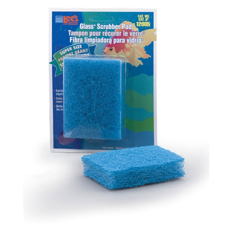 Lee's Aquarium & Pet Products Scrubber Pad for Glass Aquariums Blue, 1ea/3 In X 4 in, Super-Size