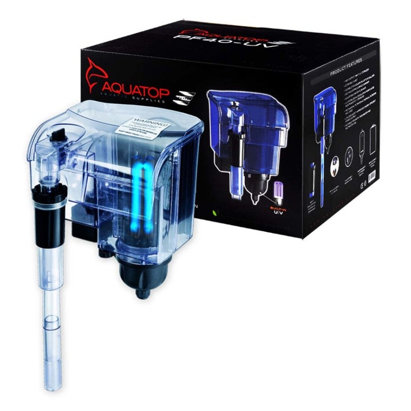 Aquatop Hang on Power Filter PF40UV with UV Sterilization Translucent Blue, 1ea