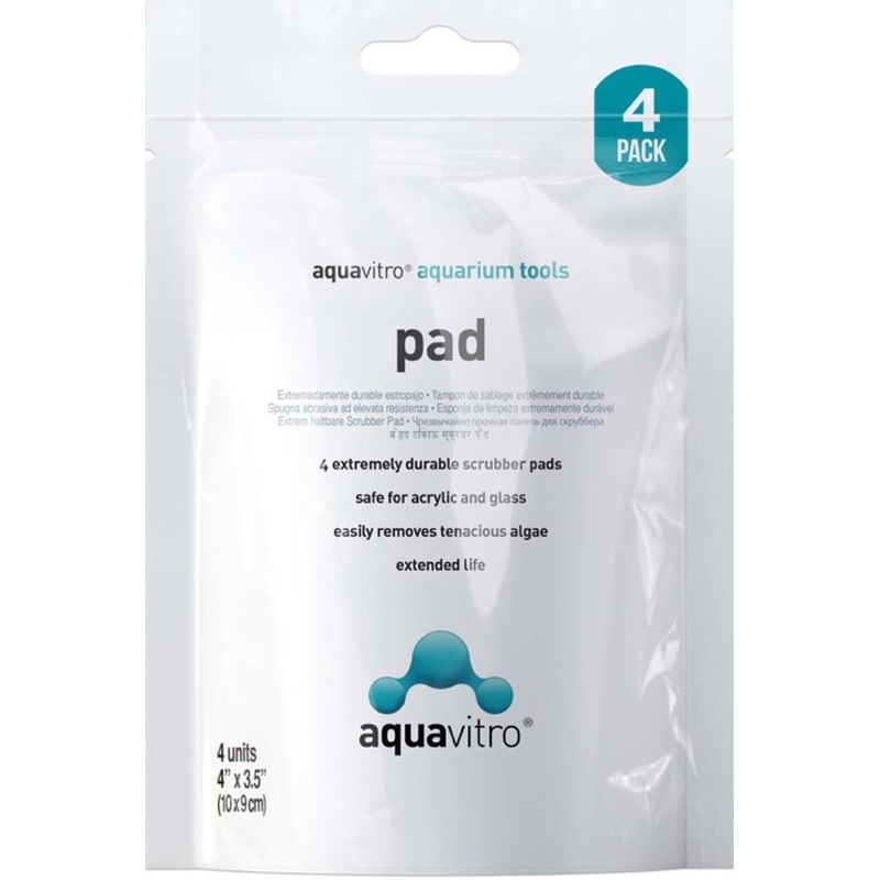 aquavitro Scrub Pad for Glass & Acrylic Aquariums White, 1ea/4 In X 3.5 in, 4 pk