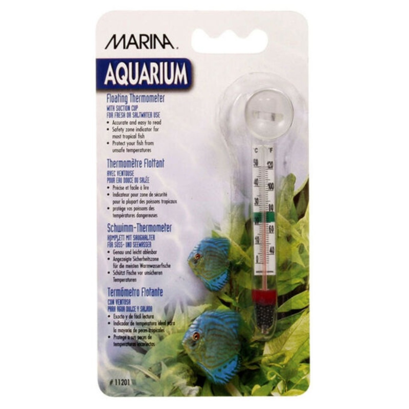 Marina Aquarium Floating Glass Thermometer With Sucker A11201