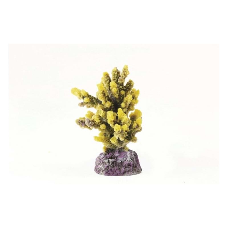 Natureform Coral Staghorn Yellow/Purple Acropora sp. 8 x 7 x 10cm - 9758