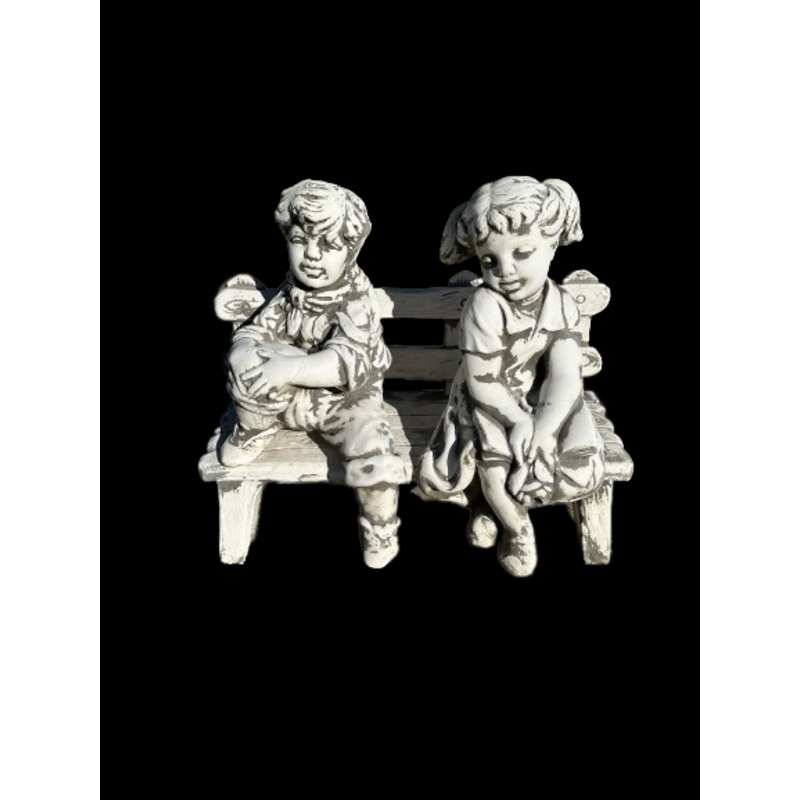Boy & Girl Bench Concrete Statue