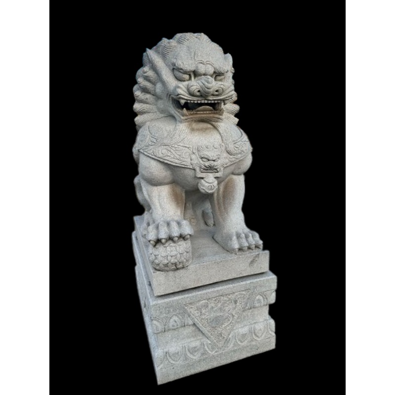 Granite Temple Foo Dogs Statue PAIR