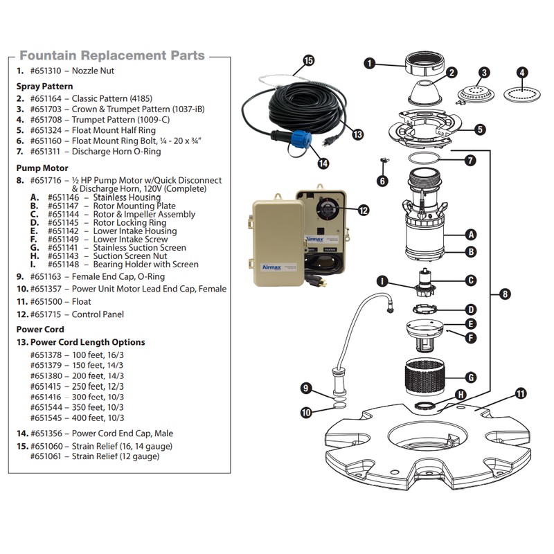Replacement Parts for Airmax EcoSeries  Fountains
