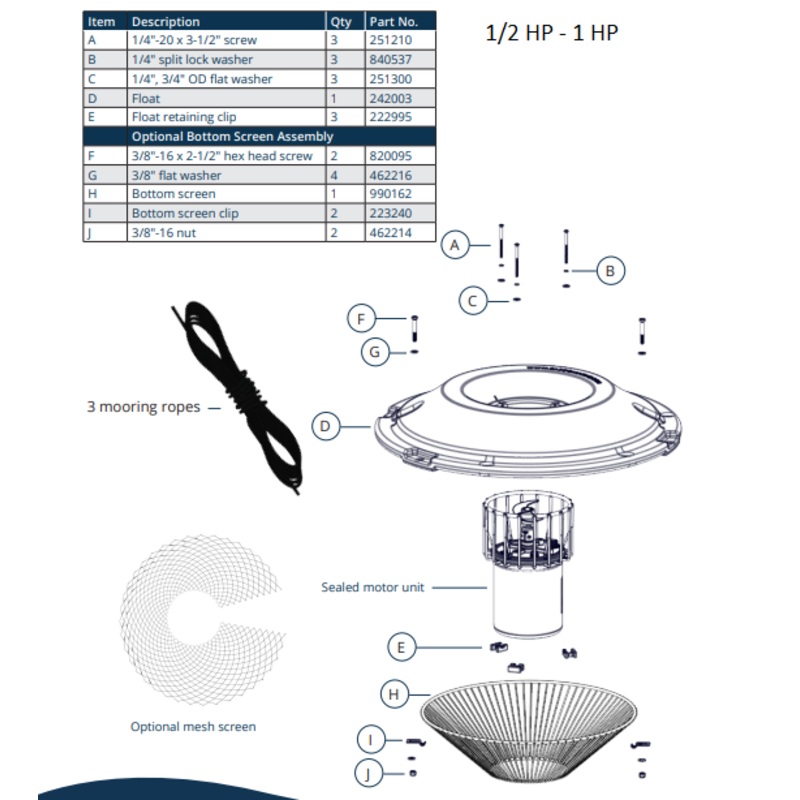 Kasco Surface Aerator Replacement Parts