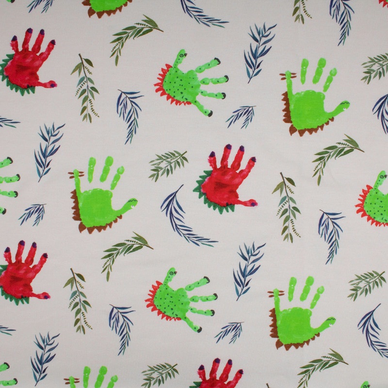 Cotton Lycra Knit Print - IMA-GINE F21 - Finger print - White