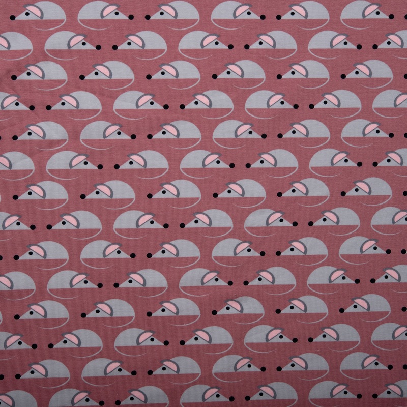 Cotton lycra printed knit - IMA-GINE F23 - Mouse - Pink