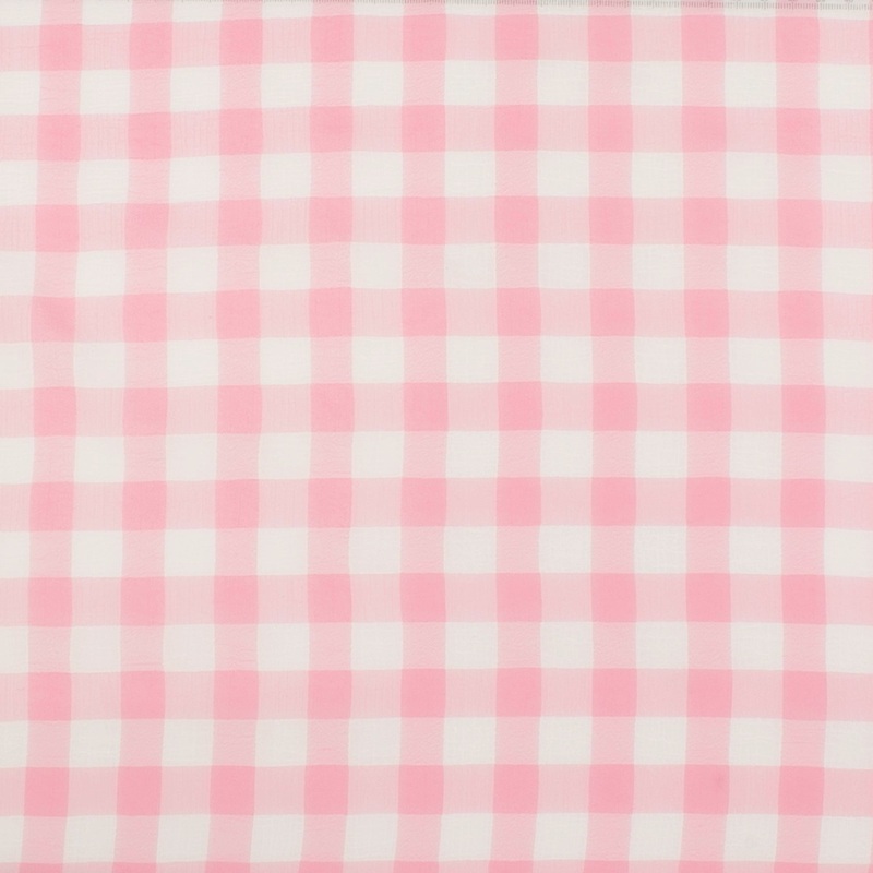 Crepe Chiffon - DAISY - Big Checks - Pink