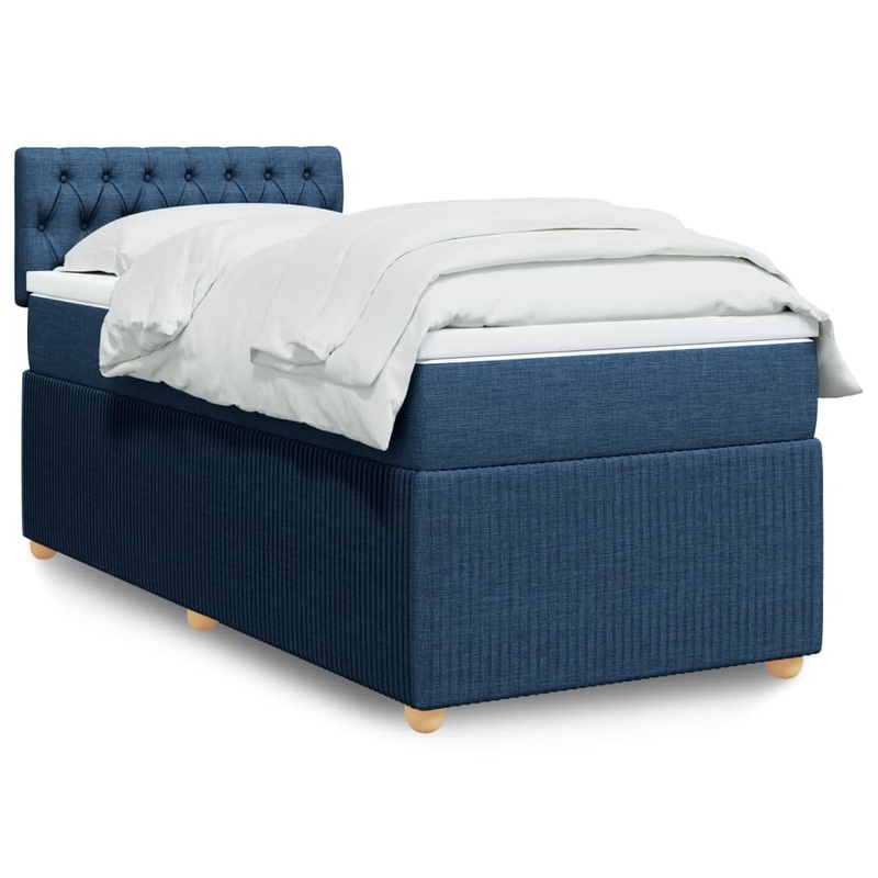 Sommier  lattes de lit avec matelas Bleu 90x190 cm Tissu