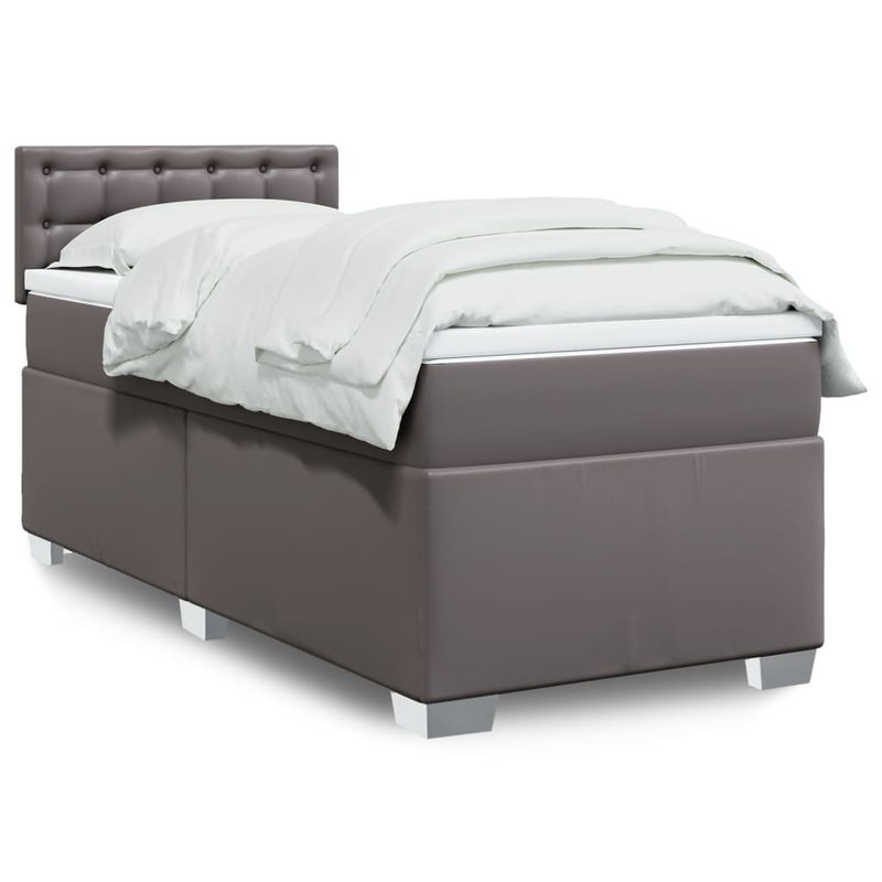 Sommier  lattes de lit avec matelas Gris 90x190 cm Similicuir