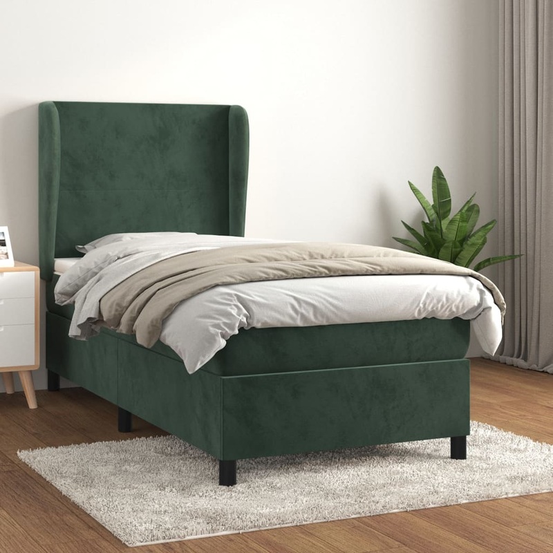 Sommier  lattes de lit avec matelas Vert fonc 90x200 cm
