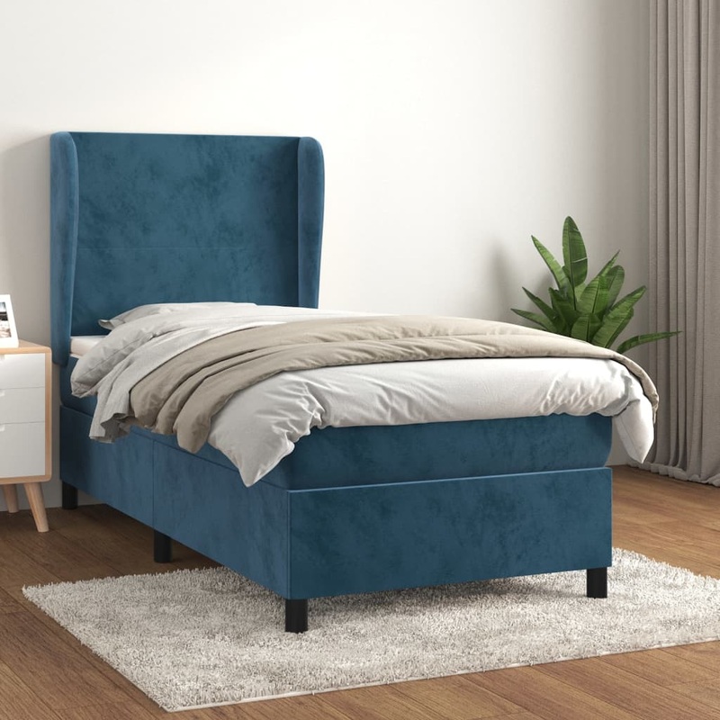 Sommier  lattes de lit et matelas Bleu fonc 80x200 cm Velours