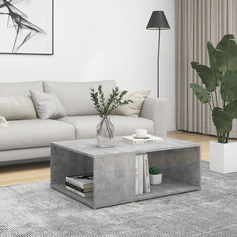 Table basse gris bton 90x67x33 cm bois d'ingnierie